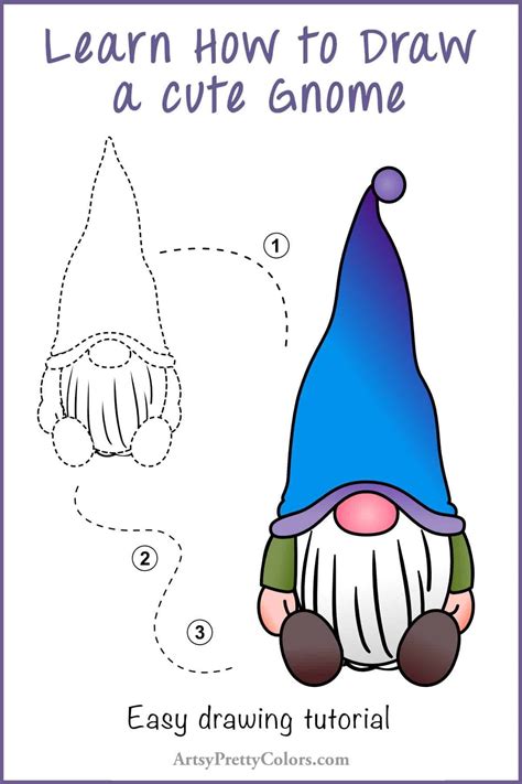 How To Draw A Gnome Step By Step Tutorial Easy Drawings Easy