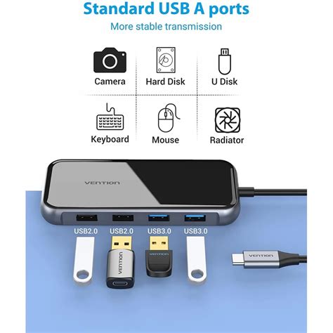 VENTION Multi Function 10 In 1 USB C Docking Station IPon Hu