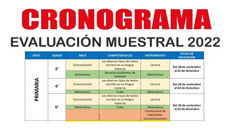 Cronograma Para La Evaluación Muestral 2022 Para Primaria Y Secundaria El Profe Virtual