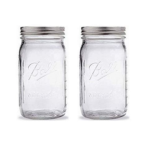 Ball Mason Jar-32 oz. Clear Glass Ball Wide Mouth-Set of 2 - Walmart ...