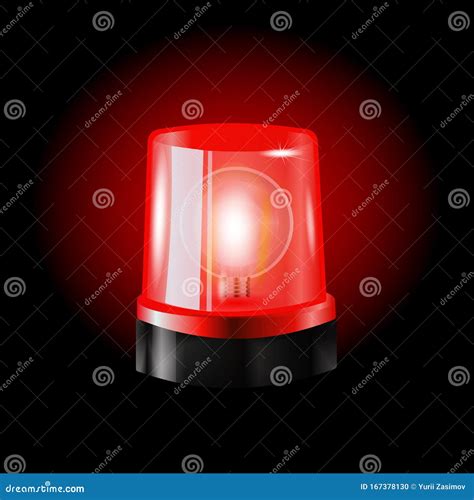 Red Flashers Siren Vector Realistic Object Light Effect Beacon For