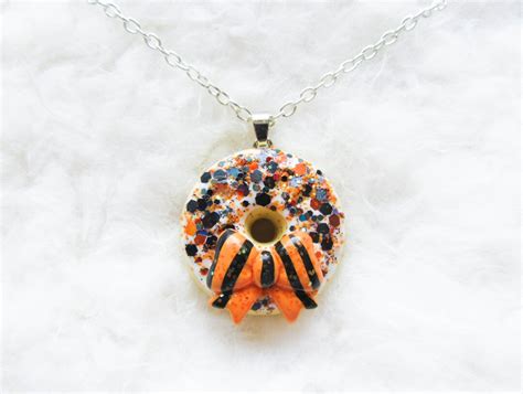 Halloween Donut Necklace Doughnut Necklace Halloween Necklace Autumn