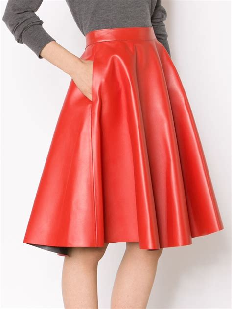 Red Leather Skirt Suit Dress Ala