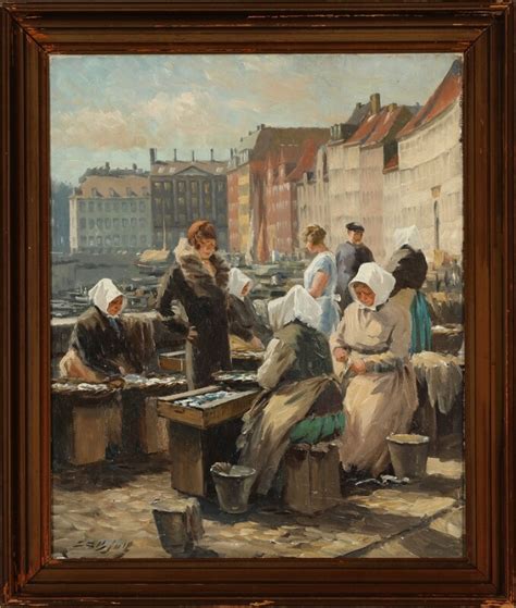 Søren Christian Bjulf View from Gammel Strand with women selling fish