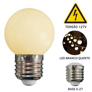 Kit 20 Lâmpadas Led Bolinha Branco Quente 3w 127v Galaxy E27 Decorativa