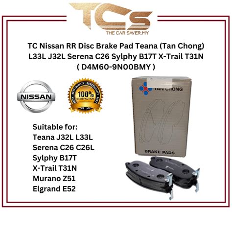 Tan Chong Autoplus Nissan RR Disc Brake Pad Teana L33L J32L Serena C26