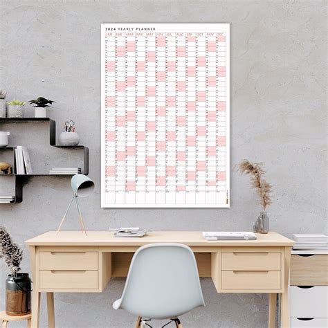 Powder Pink 2024 Wall Calendar 2024 Wall Planner 2024 Year Etsy