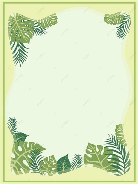 Tropical Plant Leaf Border Background, Decorative Pattern, Hand Draw, Fresh Background Image for ...