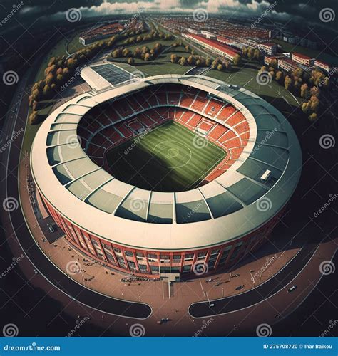 Aerial View of the Football Stadium Stock Illustration - Illustration ...