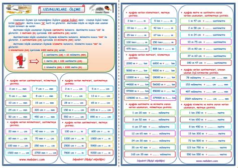 4 Sınıf Matematik Uzunlukları Ölçme Konu Anlatımı Etkinlik Çalışması 1