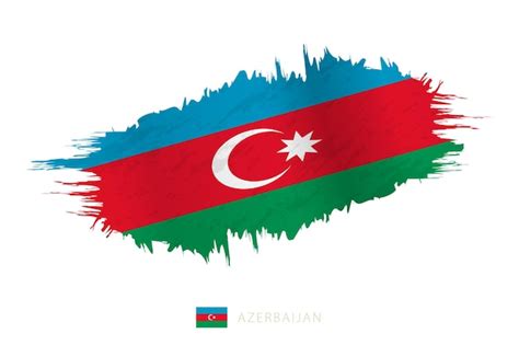 Bandeira de pincelada pintada do azerbaijão efeito de ondulação