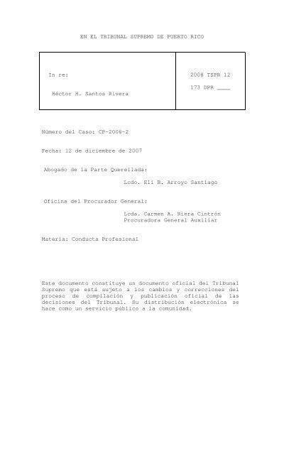 En El Tribunal Supremo De Puerto Rico Rama Judicial De Puerto Rico