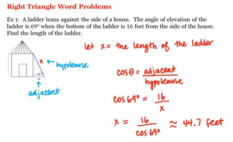 Math A B Pre Calculus Right Triangle Word Problems Uc Irvine