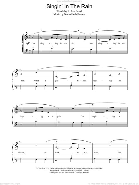 Singin In The Rain Sheet Music Easy For Piano Solo Pdf