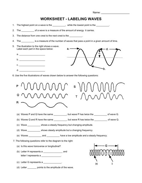 Labeling Waves Worksheet