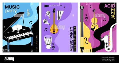 Musical Instruments Cards Live Performance Concert Club Party Poster