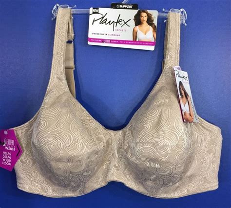 Playtex Secrets 42d Undercover Slimming Bra Beige 4t88 Jacquard Full Figure Uw Playtex Full