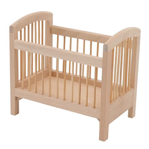 Baby Doll Crib 112 Dollhouse Miniature Wooden Crib Baby