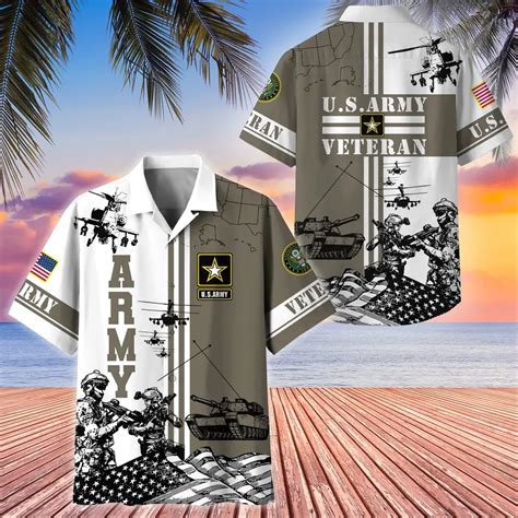 U.S. Army Veteran Full-prints Oversized Hawaiian Shirt Army Retirees ...