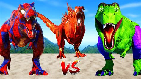 Spiderman T Rex Vs Hulk Chomper Batman Ultimasaurus Dinosaurs Fight Jurassic World Evolution