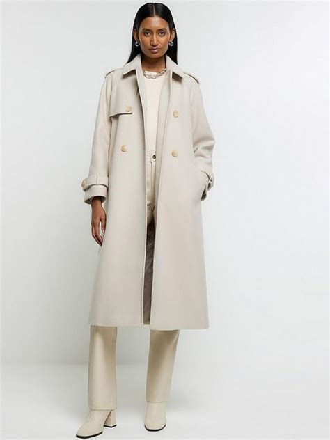 River Island Relaxed Trench Coat Beige Uk