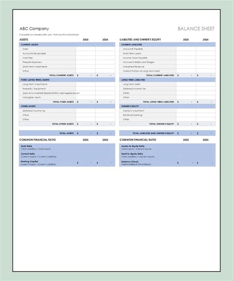 Balance Sheet, Balance Sheet Template, Balance Sheet Spreadsheet ...