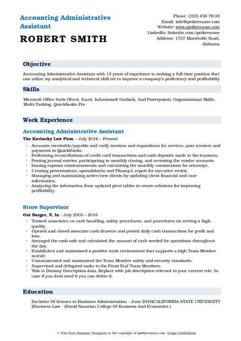 10 Accounting Administrative Assistant Resume Samples And Templates For 2025