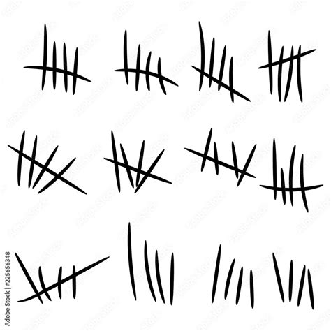 Set Of Counting Waiting Number On Wall Prison Illustration Vector Tally Marks Isolated On White