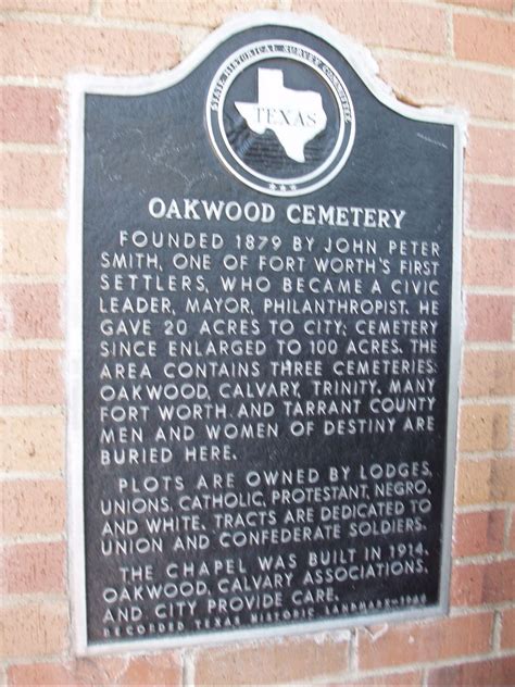 Oakwood Cemetery - TEXAS HISTORICAL MARKERS