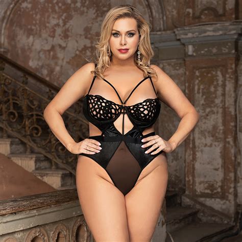 Odm Plus Size Black Lace Splicing Exquisite Hollow Out Sexy Lingerie