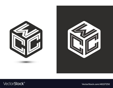 Wcc letter logo design with cube logo logo modern Vector Image