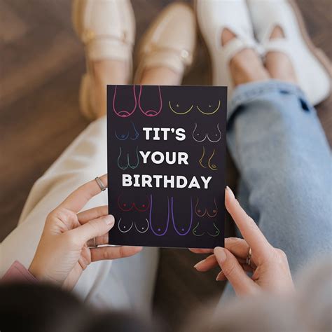 Rude Tits Happy Birthday Greetings Card Lunabuloona