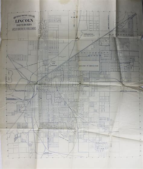 Outline Map Of City Of Lincoln And Suburbs Nebraska