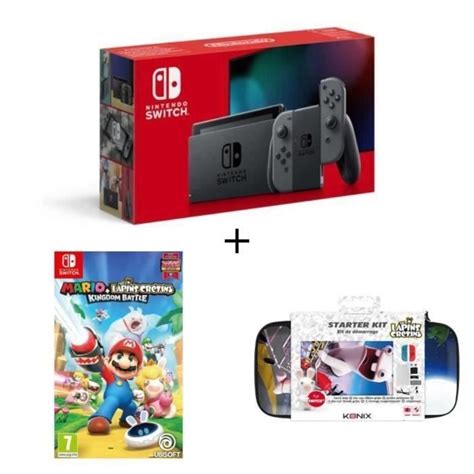 Pack Nintendo Switch Grise Mario The Lapins Crétins Kingdom Battle