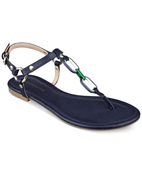 Tommy Hilfiger Shelley Flat Thong Sandals In Blue Lyst