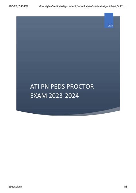 Solution Ati Pn Peds Proctor Exam Fundamentals Of Nursing