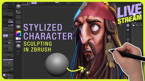 Captain Jack Sparrow Character Sculpting In ZBrush Live Stream YouTube