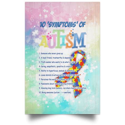 Autism Awareness Poster 10 Symptoms Of Autism Someone Never Gives Up