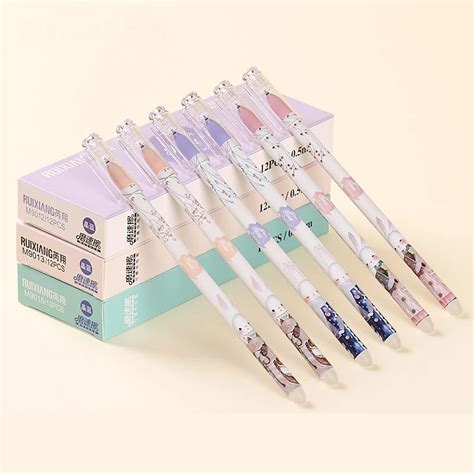 12 Pçs caixa Coreano Papelaria Kawaii Caneta Gel Apagável 0 5mm Ponta