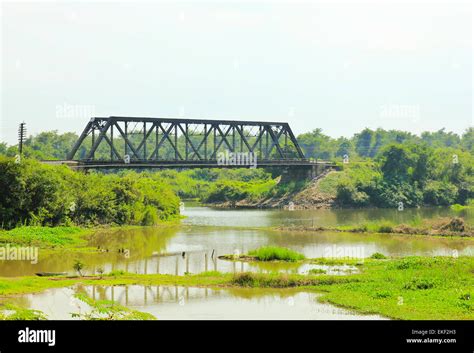 Ancient Bridge Over The River In Thailand Stock Photo Alamy