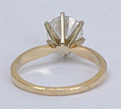 14K Gold and Diamonique Cubic Zirconia Solitaire Ring circa 1990s For ...