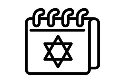 Jewish Calendar Icon Outline Style Graphic By Nsit Creative Fabrica