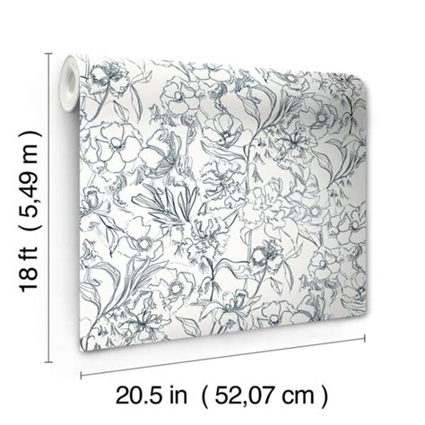 Navy May Bloom Peel And Stick Wallpaper Hume Internationale