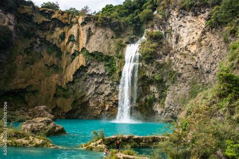 The Beautiful El Salto Del Meco Waterfall Huasteca Potosina San Luis