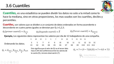 MEDIDAS de POSICIÓN para DATOS NO AGRUPADOS Cuartiles Deciles