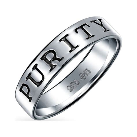 Bling Jewelry Sentimental Mantra Word Engraved Purity Ring Band 925