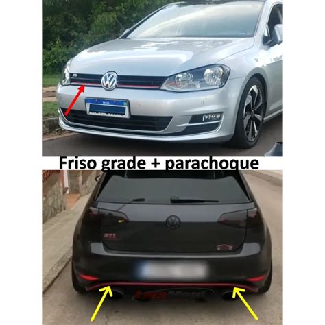 Friso Aplique Vermelho Grade Parachoque Golf Tsi Gti Msi Shopee Brasil