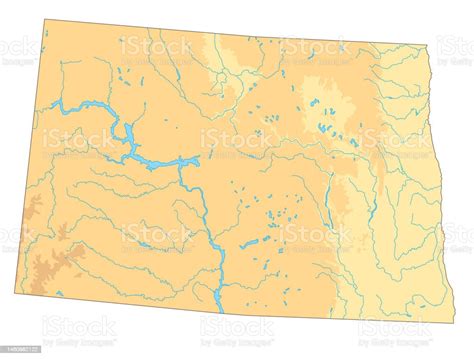 Highly Detailed North Dakota Physical Map Stock Illustration Download Image Now Abstract