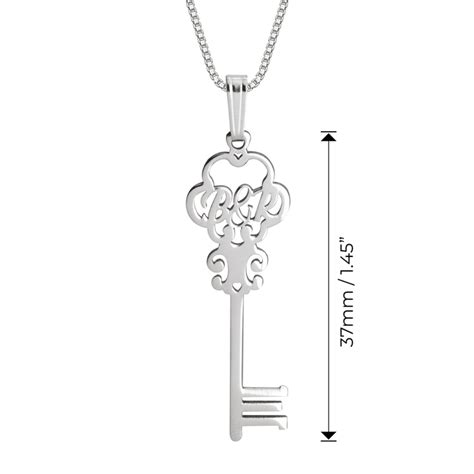 Couple's Initials Necklace - Key to my Heart Necklace