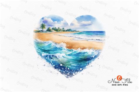 Beach Heart Watercolor Clipart Sublimati Graphic By Crafticy Creative